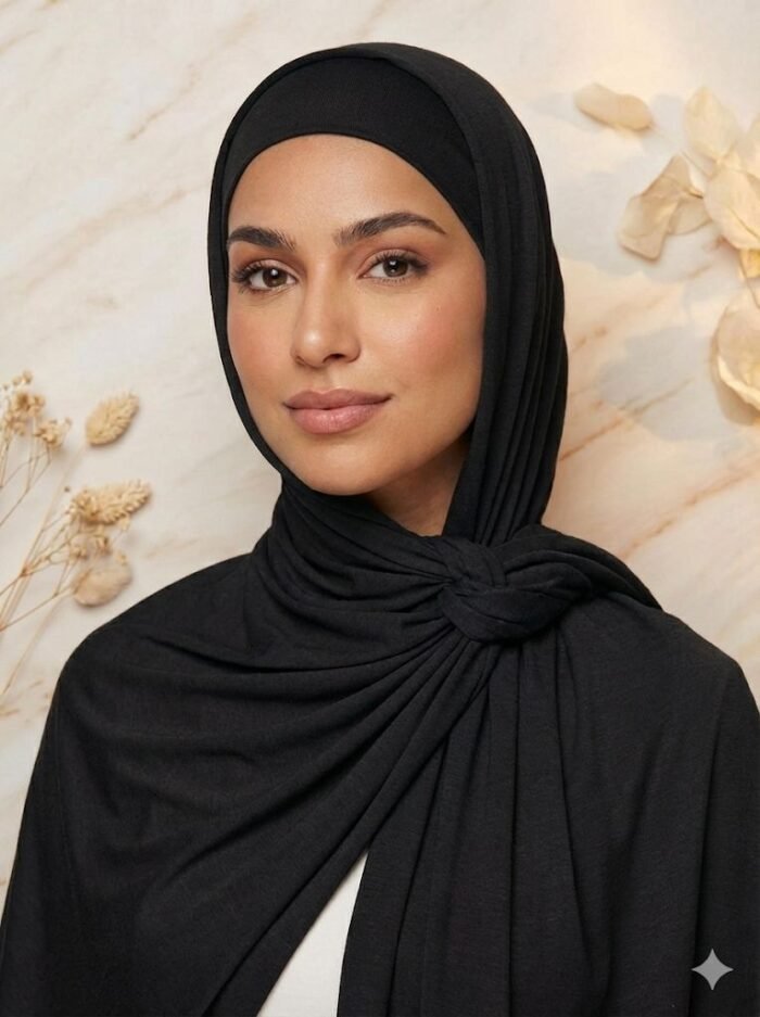 Jersey light hijab with bandana - Image 3