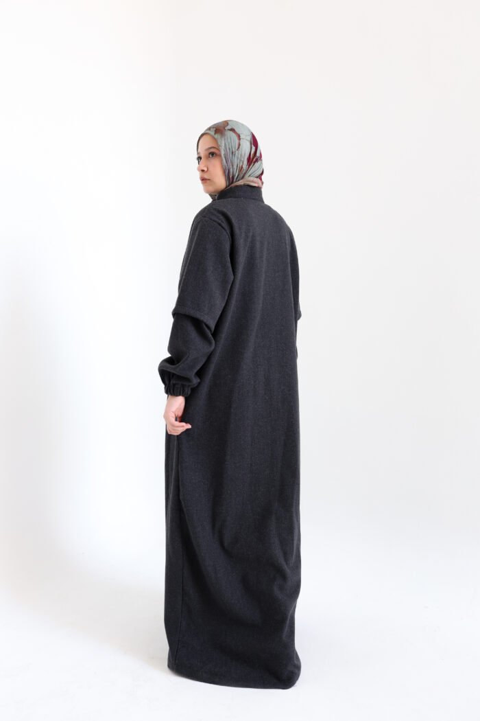 Zip-Front Felt Abaya - Image 3